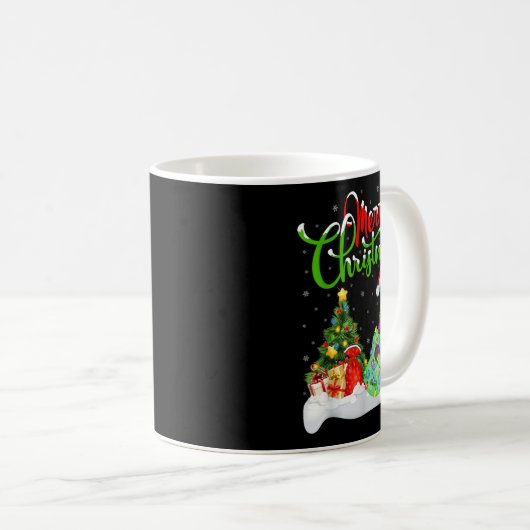 Xmas Tree Lights Santa Hat Musical Ukulele Guitar  Koffiemok (Voorkant rechts)