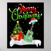 Xmas Tree Lights Santa Hat Musical Ukulele Guitar  Poster (Voorkant)