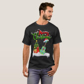 Xmas Tree Lights Santa Hat Musical Ukulele Guitar  T-shirt (Voorkant volledig)