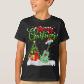 Xmas Tree Lights Santa Hat Musical Ukulele Guitar T-shirt (Voorkant)