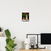 Xmas Tree Lights Santa Hat Rough Collie Dog Christ Poster (Thuiskantoor)
