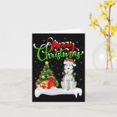 Xmas Tree Lights Santa Hat Siberische Husky Dog Ch Kaart (Gele Bloem)