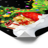 Xmas Tree Lights Santa Hat T Rex Dinosaur Christma Poster (Hoek)