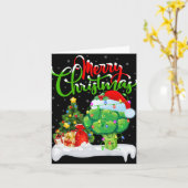 Xmas Tree Lights Santa Hat Vegetable Broccoli Chri Kaart (Gele Bloem)