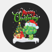 Xmas Tree Lights Santa Hat Vegetable Broccoli Chri Ronde Sticker (Voorkant)