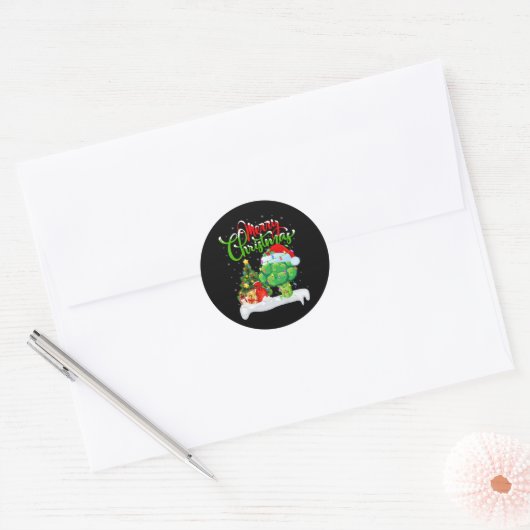 Xmas Tree Lights Santa Hat Vegetable Broccoli Chri Ronde Sticker (Envelop)