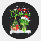 Xmas Tree Lights Santa Hat Vegetable Celery Christ Ronde Sticker (Voorkant)