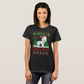 Xmas Tree Lights Ugly Santa Bichon Frise Dog Chris T-shirt (Voorkant volledig)