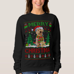 Xmas Tree Lights Ugly Santa Labradoodle Dog Christ Trui