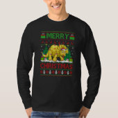 Xmas Tree Lights Ugly Santa Triceratops Dinosaur C T-shirt (Voorkant)