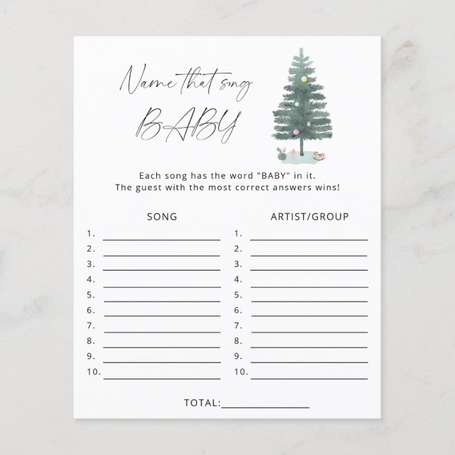 Xmas tree - Noem dat nummer baby shower spel (Voorkant)