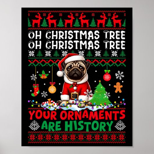 Xmas Tree Ornamenten zijn geschiedenis trui Santa  Poster (Voorkant)