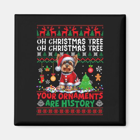 Xmas Tree Ornamenten zijn geschiedenis trui Yorksh Magneet (Voorkant)