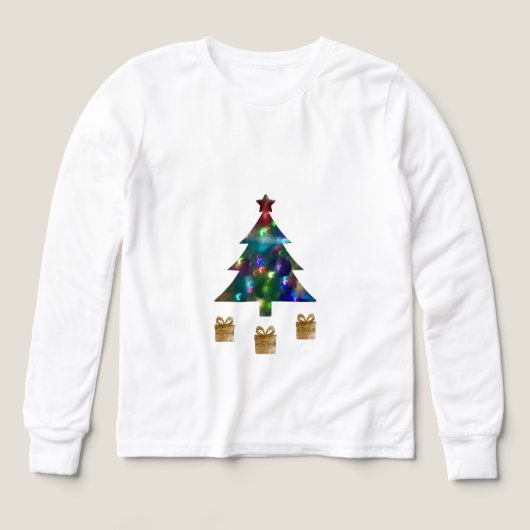 Xmas Tree & Presents Kids Long Sleeve Shirt (Voorkant)