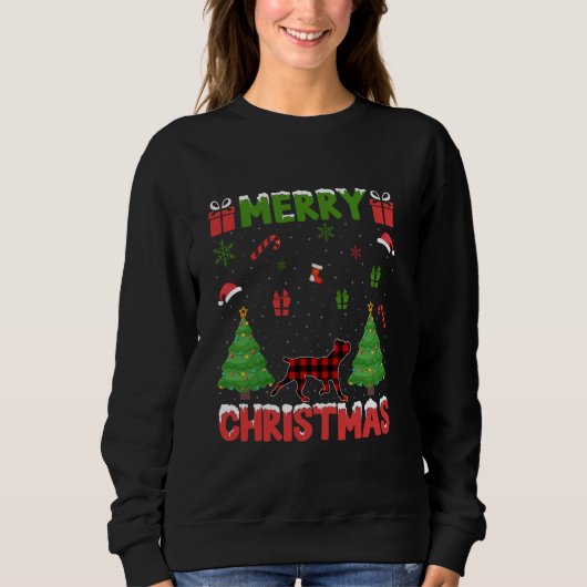 Xmas Tree Red Buffalo Plaid Cane Corso Hond Lelijk Trui (Voorkant)