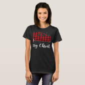 Xmas Tree Red Buffalo Plaid Red Truck Merry Christ T-shirt (Voorkant volledig)
