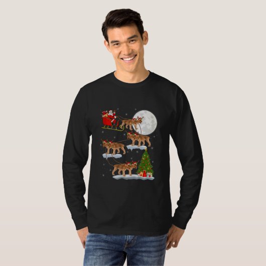 Xmas Tree Santa Riding English Cocker Spaniel T-shirt (Voorkant volledig)