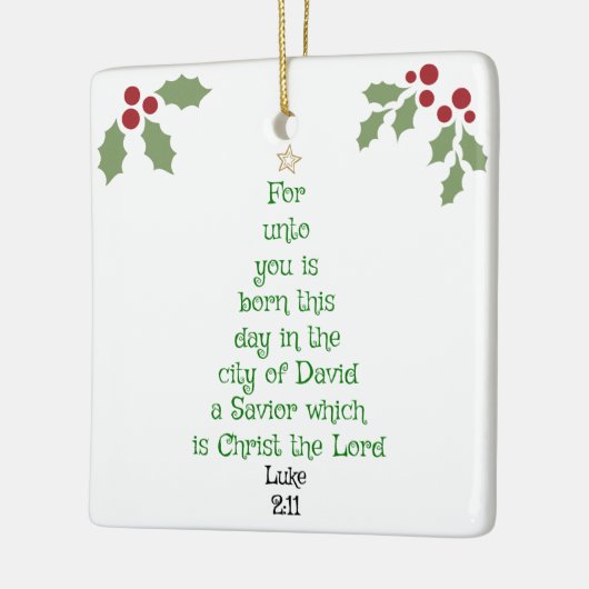 Xmas Tree Scripture Verse (Luke 2:11) Keramisch Ornament (Links)