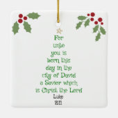 Xmas Tree Scripture Verse (Luke 2:11) Keramisch Ornament (Achterkant)