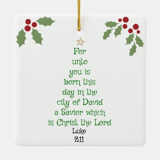Xmas Tree Scripture Verse (Luke 2:11) Keramisch Ornament (Achterkant)