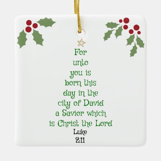 Xmas Tree Scripture Verse (Luke 2:11) Keramisch Ornament (Voorkant)