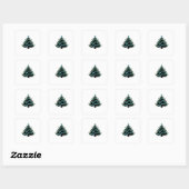 Xmas Tree Square Stickers (Vel)