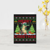 Xmas Tree Ugly Style Santa Hat Alligator Christmas Kaart (Gele Bloem)