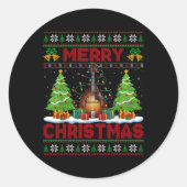Xmas Tree Ugly Style Santa Musical Mandolin Christ Ronde Sticker (Voorkant)