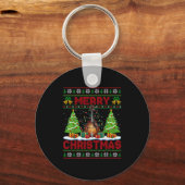 Xmas Tree Ugly Style Santa Musical Mandolin Christ Sleutelhanger (Voorkant)