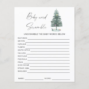 Xmas tree - woord scramble baby shower spel