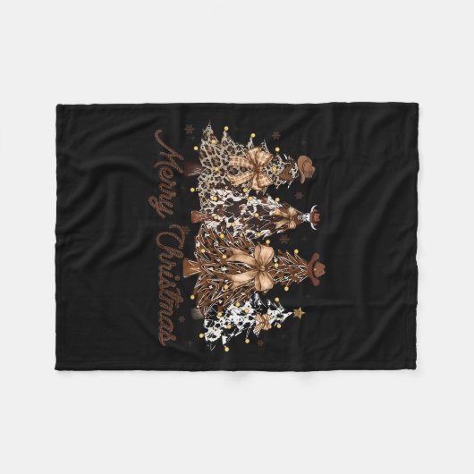 Xmas Trees Cowboy Western Merry Christmas Holiday  Fleece Deken (Voorkant (Horizontaal))