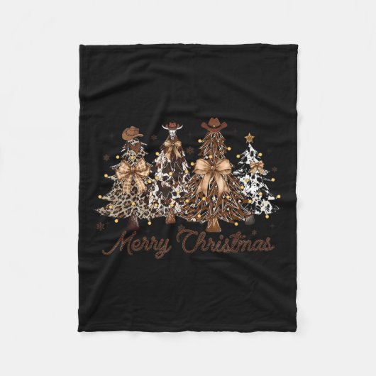 Xmas Trees Cowboy Western Merry Christmas Holiday  Fleece Deken (Voorkant)