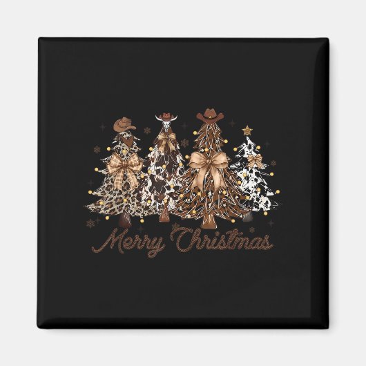 Xmas Trees Cowboy Western Merry Christmas Holiday  Magneet (Voorkant)