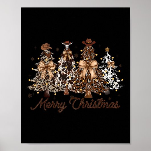 Xmas Trees Cowboy Western Merry Christmas Holiday  Poster (Voorkant)