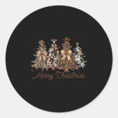 Xmas Trees Cowboy Western Merry Christmas Holiday  Ronde Sticker (Voorkant)