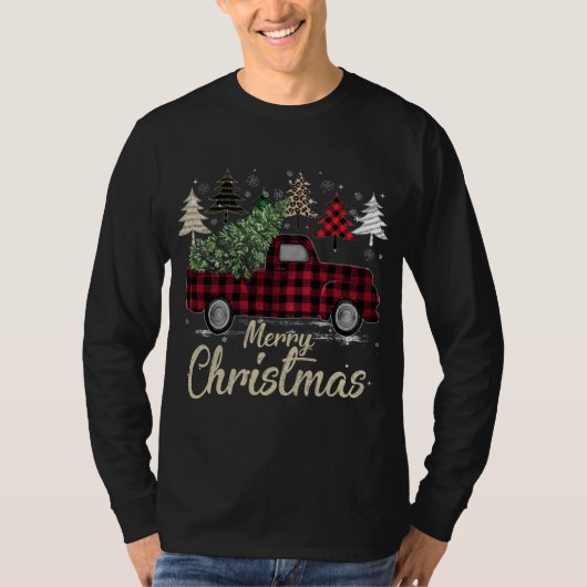 Xmas Trees Red Truck Buffalo Pset T-shirt (Voorkant)