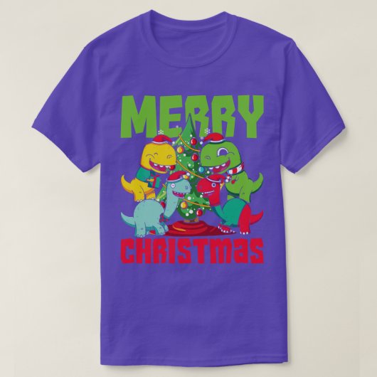 Xmas Trex Dinosaur Merry Kerstmis T-shirt (Design voorkant)
