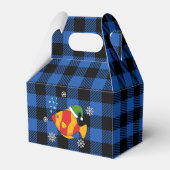Xmas Tropische Vis Cartoon op Blauw Buffelpatroon Bedankdoosjes (Voorkant Zijde)