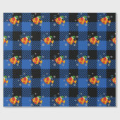 Xmas Tropische Vis Cartoon op Blauw Buffelpatroon Cadeaupapier (Vlak)