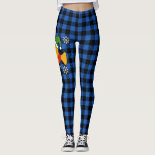 Xmas Tropische Vis Cartoon op Blauw Buffelpatroon Leggings