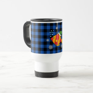Xmas Tropische Vis Cartoon op Blauw Buffelpatroon Reisbeker