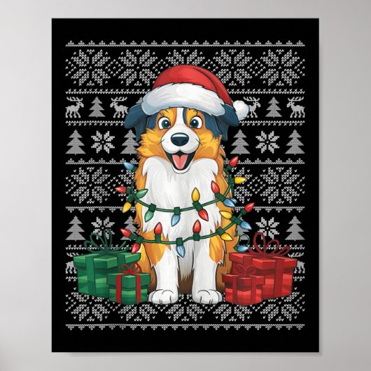 Xmas trui stijl lelijke Australische herder hond C Poster (Voorkant)