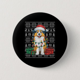Xmas trui stijl lelijke Australische herder hond C Ronde Button 5,7 Cm