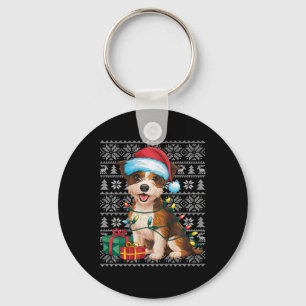 Xmas trui stijl lelijke Santa Border Terrier hond Sleutelhanger