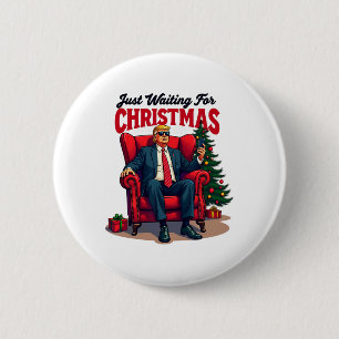 Xmas Trump zit te wachten op kerst Ronde Button 5,7 Cm