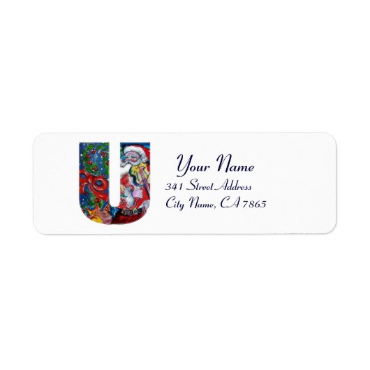 XMAS U BRIEF/SANTA CLAUS MET VIOLIN MONOGRAM ETIKET (Voorkant)