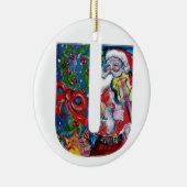 XMAS U BRIEF/SANTA CLAUS MET VIOLIN MONOGRAM KERAMISCH ORNAMENT (Rechts)