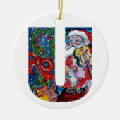 XMAS U BRIEF/SANTA CLAUS MET VIOLIN MONOGRAM KERAMISCH ORNAMENT (Voorkant)