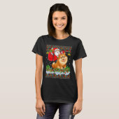 Xmas Ugly Santa Riding Pommeren T-shirt (Voorkant volledig)
