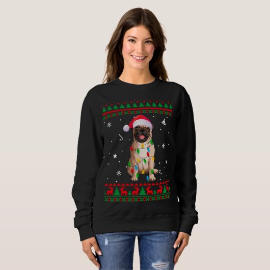 Xmas Ugly Sweater kerstlampjes Hondenliefhebber (Voorkant volledig)